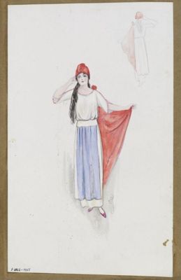 Classical White Bodice with Flowing Pale Blue Skirt