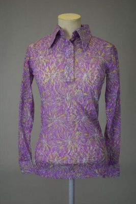 Purple Green Stretch Lace Fitted Shirt