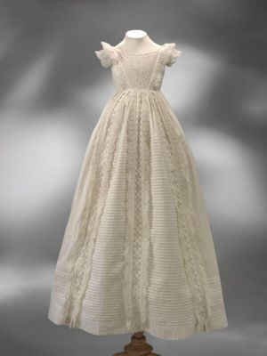 White Cotton Christening Gown with Cutwork Embroidery