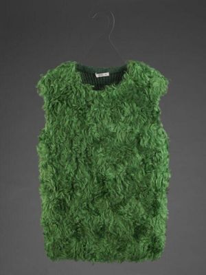 Green Mohair Shag Textured Sleeveless Top
