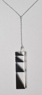 Black White Geometric Acrylic Perspex Pendant Necklace