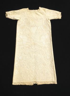 Cream Embroidered Linen Child's Christening Gown