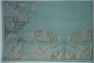 Sage Green Silk Crêpe Shawl with Metallic Threads