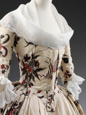 White Muslin Sleeve Ruffle with Embroidered Florals