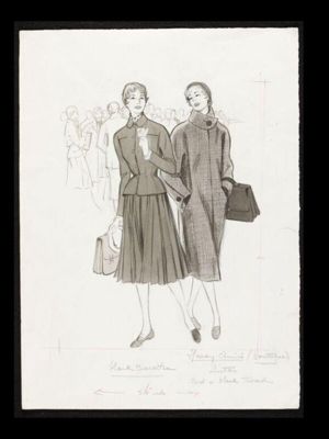 Marcel Fromenti. Suit and coat from the Hardy Amies boutique, for <i>The Lady</i>. 1953-54