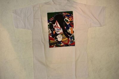 White Cotton T-Shirt with Japanese Graphic Print