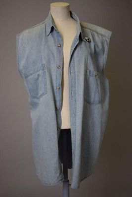 Blue Denim Sleeveless Shirt Dress