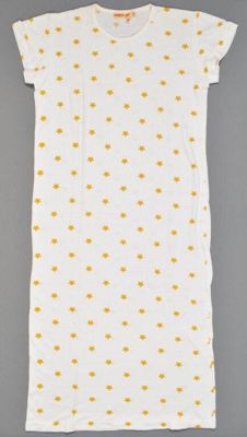 White Cotton T-Shirt Dress with Yellow Stars