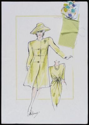 Pale Yellow Cotton Gabardine Double-Breasted Trench Coat