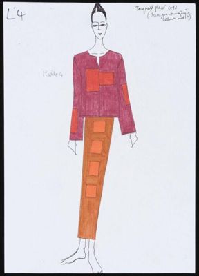 Burgundy Orange Cream Color-Block Knit Ensemble