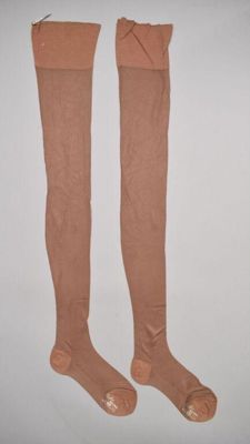 Nude Chiffon Utility Stockings with Seams