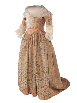 Martha Washington's Coral Pink Silk Brocade Gown