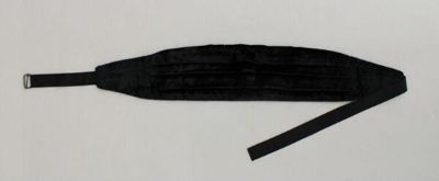 Suit, comprising coat with belt, trousers, tie, shirt and cummerbund, Dries van Noten, Belgium, ca. 1995.