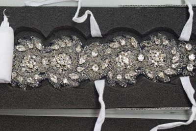 Women's belt, embroidered with bead work and diamantes, designed by Christain Dior, France, 1950