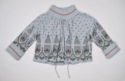 Pale Blue Fair Isle Cropped Wool Jumper
