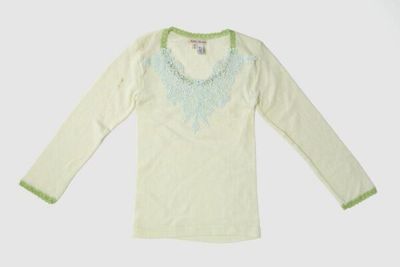 Pale Green Polyester Girls Long Sleeve T-Shirt