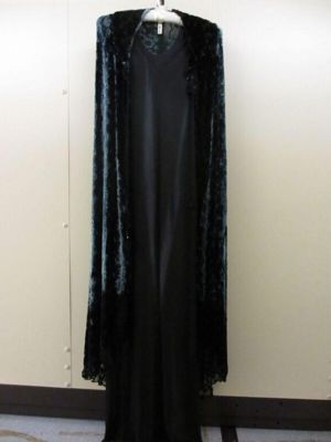 Hand-Dyed Black Silk Maxi Dress with Coat