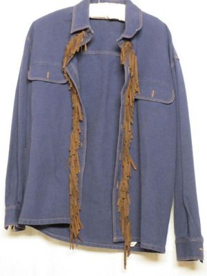 Man's shirt, cotton with suede fringing, GMV, Great Britain, 1980-1986.