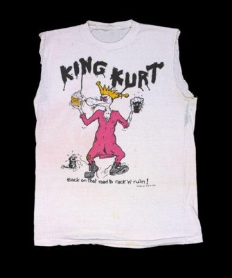 Printed cotton T-shirt, printed by PWP for King Kurt with "Kurt the Rat" artwork by Rory Lyons. Great Britain, 1985