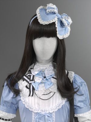 Powder Blue Satin Choker with White Lace