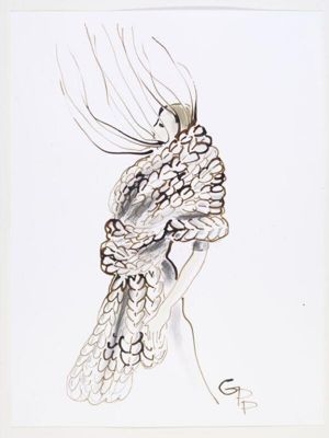 Cream Silk Cocktail Dress with Feather Embellishment