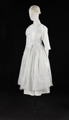White Black Linen Cotton Cheollik Hanbok Dress