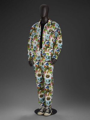 Multicolor Printed Denim Jacket and Trouser Set