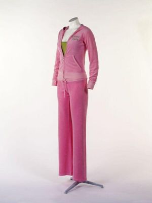 Pink Cotton Terry Tracksuit with Green Lettering