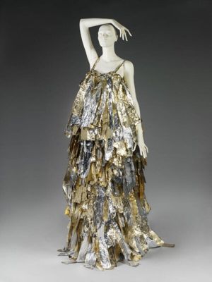 Metallic Foil Tape Knitted Evening Dress