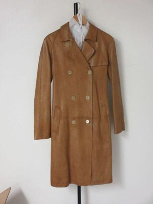 Camel Cotton Gabardine Double-Breasted Trench Coat