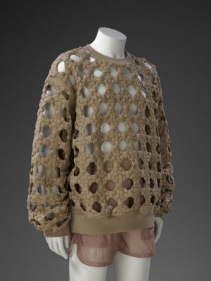 Sage Green Oversized Cotton Mesh Honeycomb Sweater