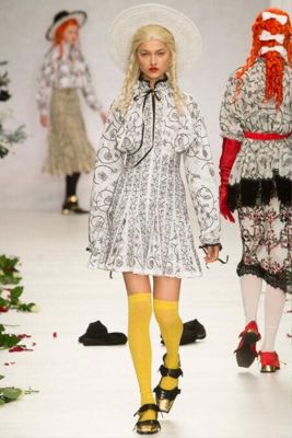 White Cotton Mini Dress with Black Embroidery