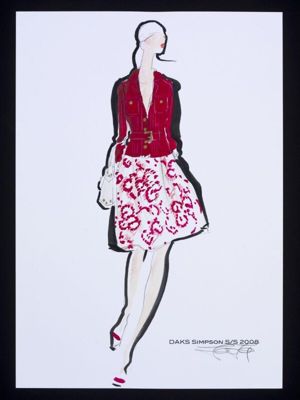 Burgundy Double-Breasted Blazer with Printed Mini Skirt