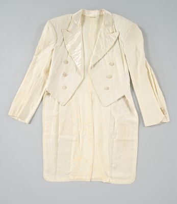 Cream Silk Satin Formal Tailcoat with Peaked Lapels