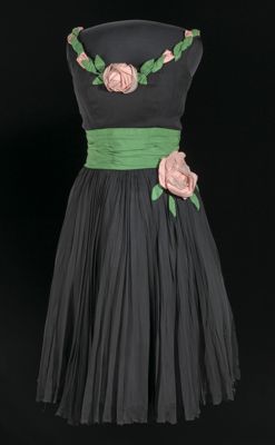 Charcoal Gray Silk Chiffon Cocktail Dress