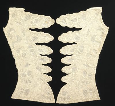 Cream Linen Bodice Fronts with Whitework Embroidery