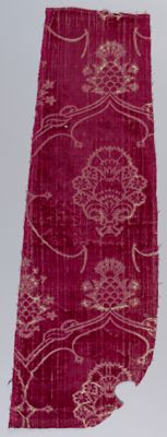 Deep Burgundy Silk Velvet Fragment with Gold