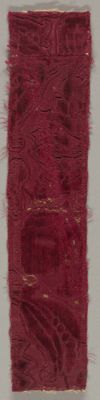 Deep Burgundy Silk Velvet Textile Fragment