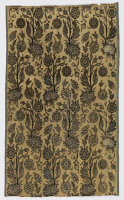 Golden Yellow Silk Velvet Fragment with Metallic Thread