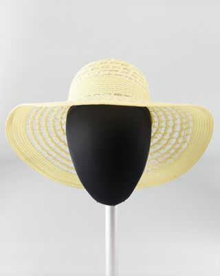 Yellow open weave plastic straw hat