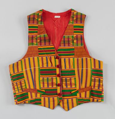 Patchwork Kente cloth vest