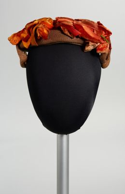 Brown hat with orange flowers
