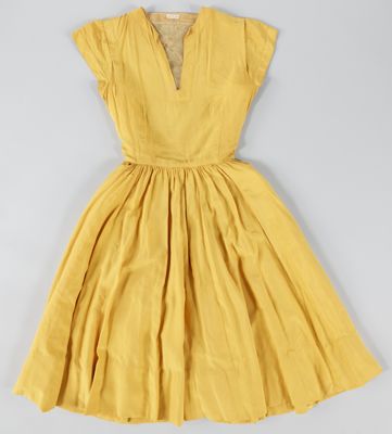 Yellow A-line dress with cap sleeves