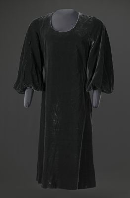 Dark Grey Silk Velvet Midi Shift Dress