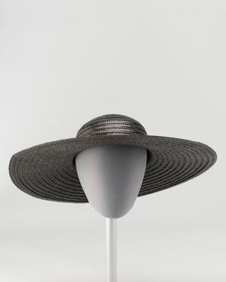 Black plastic straw wide brim hat