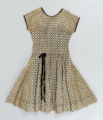 Cotton eyelet dress with black flocking