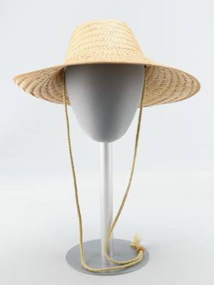 Woven Straw Wide-Brim Sun Hat with Braided Cord