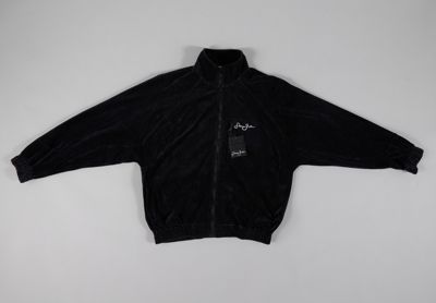 Black Velour Oversized Tracksuit Jacket