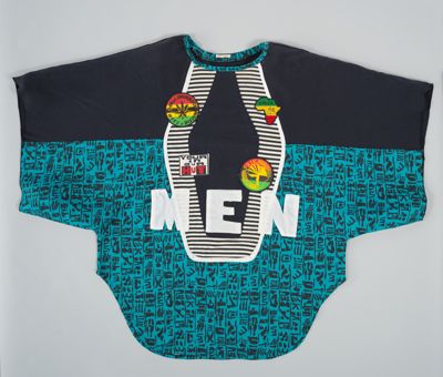Oversized Turquoise Blue Black Print Cotton Shirt