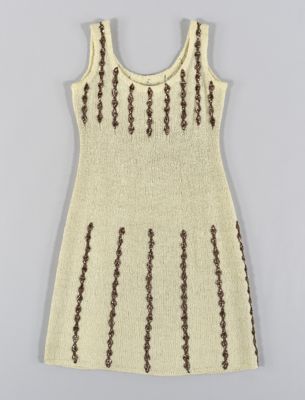 Cream knit dress with copper sequins and beading